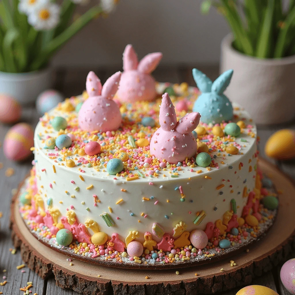 Delicious and colorful Easter cakes decorated with spring themes, perfect for Easter celebrations.