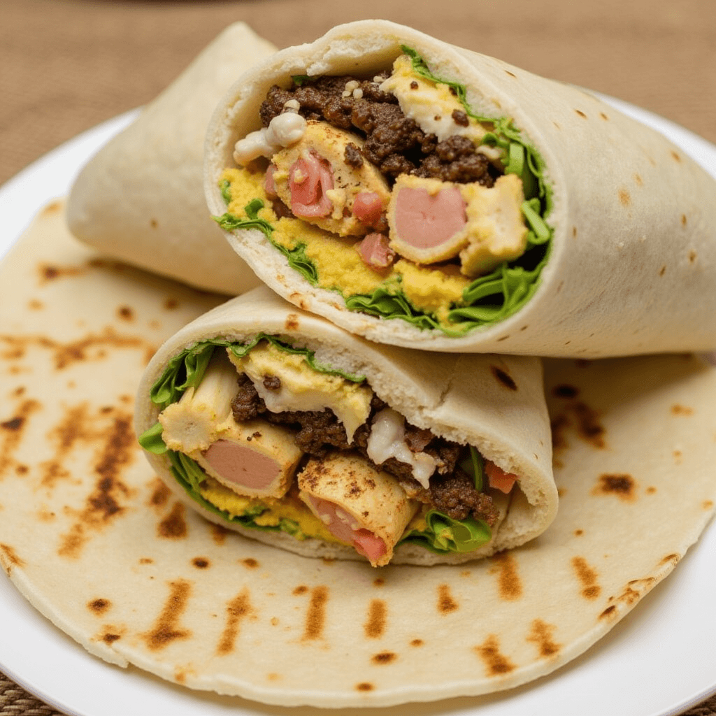 A close-up of ingredients and preparation stages for a delicious grilled chicken wrap, featuring seasoned chicken, corn, tomatoes, and cheese.
