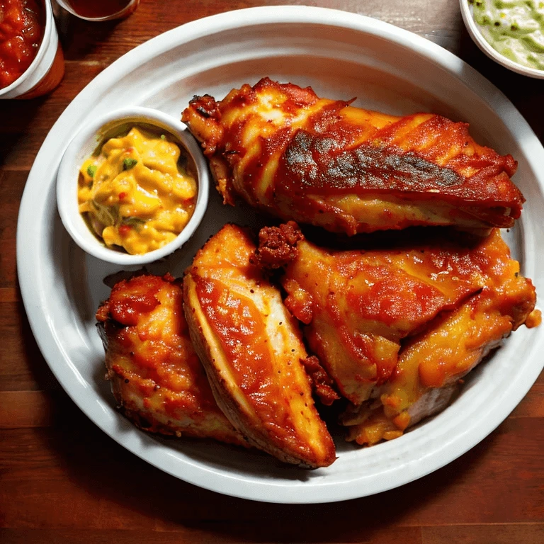 Spicy Dave's Hot Chicken served with crinkle fries and pickles on a tray