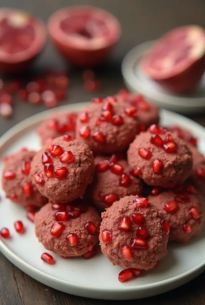 Colorful pomegranate snack served on a white plate, inspired by Persian lavashak.