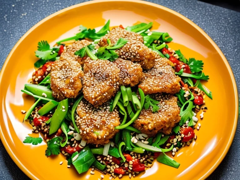 Air fryer chicken bites served golden and crispy with creamy garlic parmesan pasta on the side.