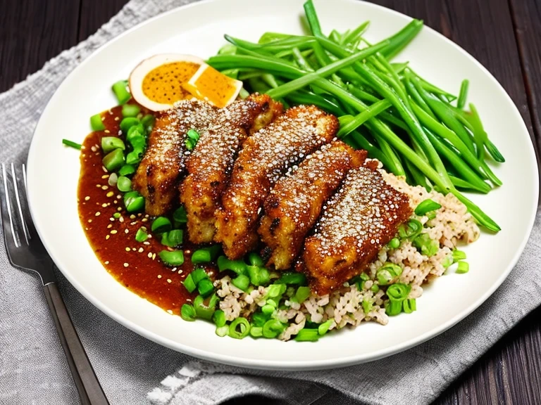 Golden crispy chicken bites cooked in the air fryer, served on a plate with creamy pasta.